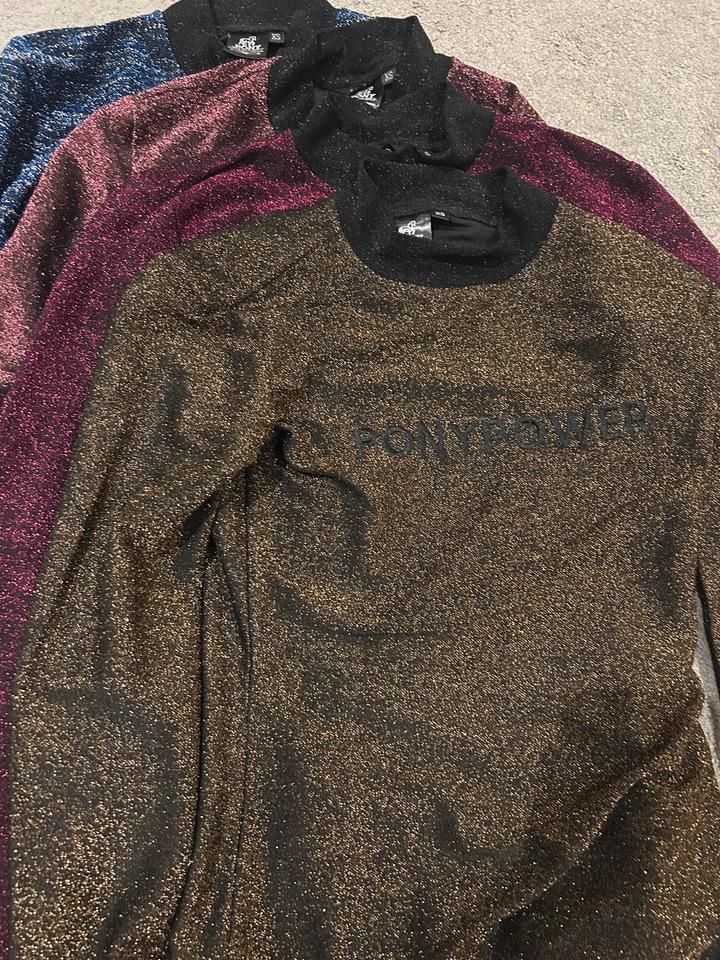 Ponyschwester t Shirt XS bunt Glitzer schwarz kurz arm  /lang in Haltern am See