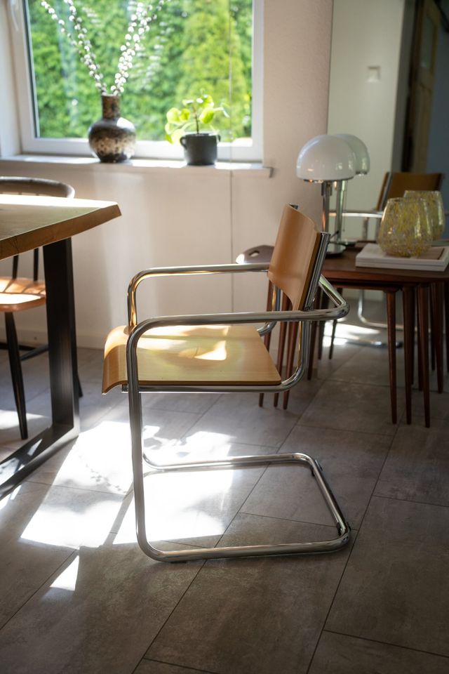 2 Vintage Plurima Freischwinger Bauhaus Sessel Armlehnstuhl Chrom in Braunschweig