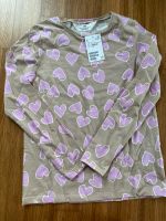 Neu! Langarm Shirt beige rose Herz H&M Gr.134/140 Baden-Württemberg - Überlingen Vorschau