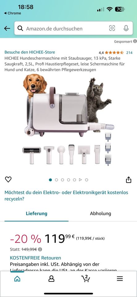 Hundeschermaschine mit Staubsauger in Freiburg im Breisgau