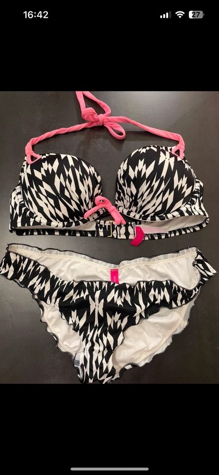 Bikini schwarz weiß Victorias Secret Größe S 75C 80C in Gevelsberg