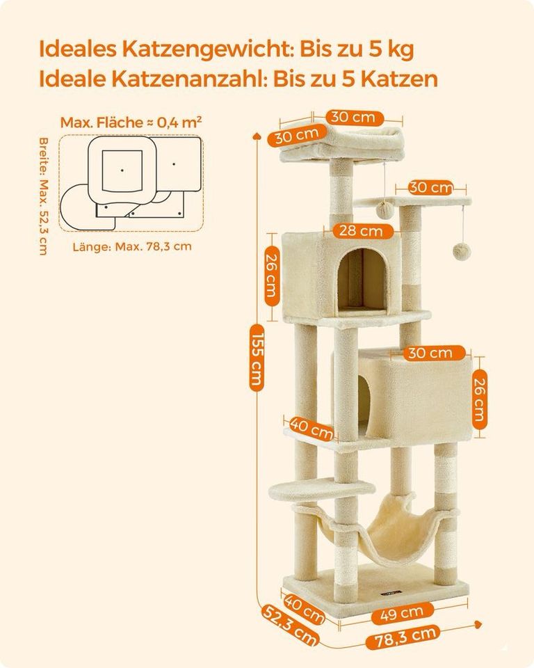 Katzenbaum, 155 cm, NEUWARE, 65€* in Köln