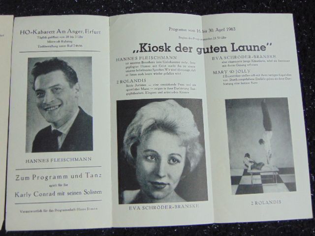 2 x Programmhefte - HO Kabarett am Anger Erfurt - 1963 in Nürnberg (Mittelfr)