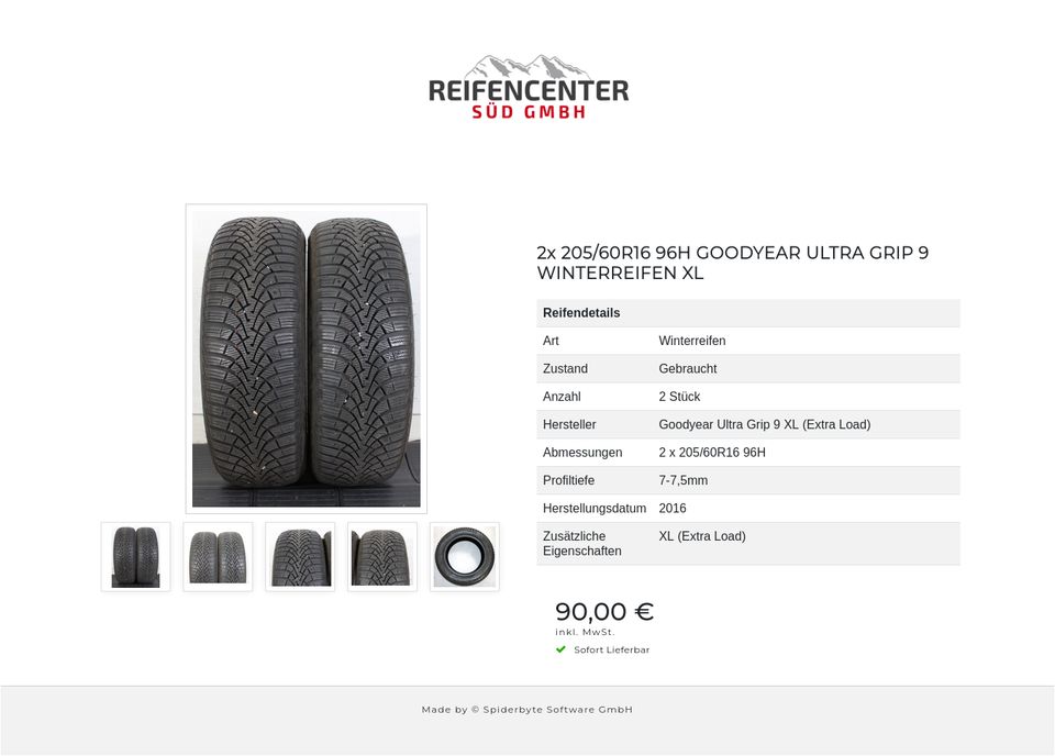 2x 205/60R16 96H GOODYEAR ULTRA GRIP 9 WINTERREIFEN XL #1FYI in Bad Tölz