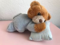 80er/90er liegender Teddybär Baby mit Kissen blau Leipzig - Plagwitz Vorschau