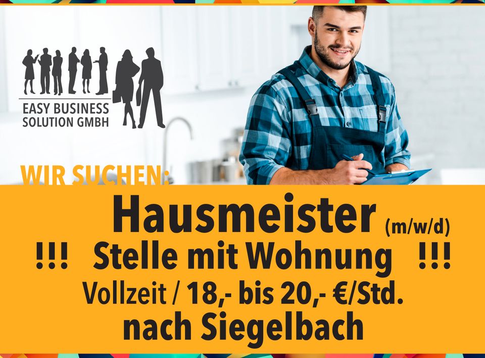 Hausmeister (m/w/d), 18,- bis 20,-€, Siegelbach, mit Wohnung!!! in Kaiserslautern