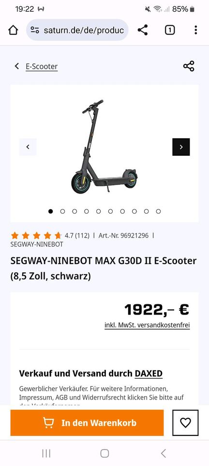 Ninebot Segway G30D Top Gen II Motor in Borsdorf