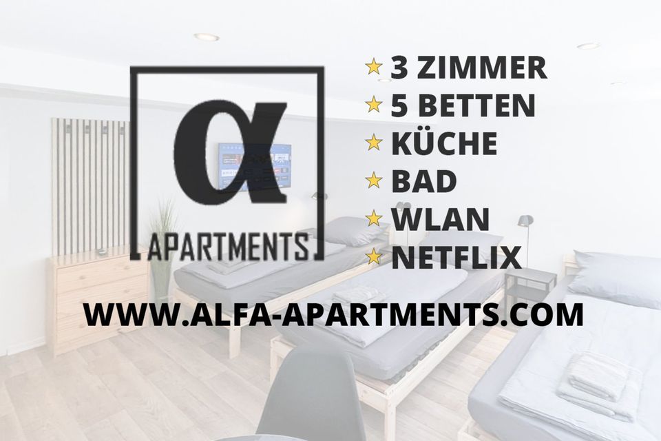 ALFA 3 Zimmer 5 Betten Küche WM WLAN Netflix Monteurwohnung Monteurzimmer in Stuttgart