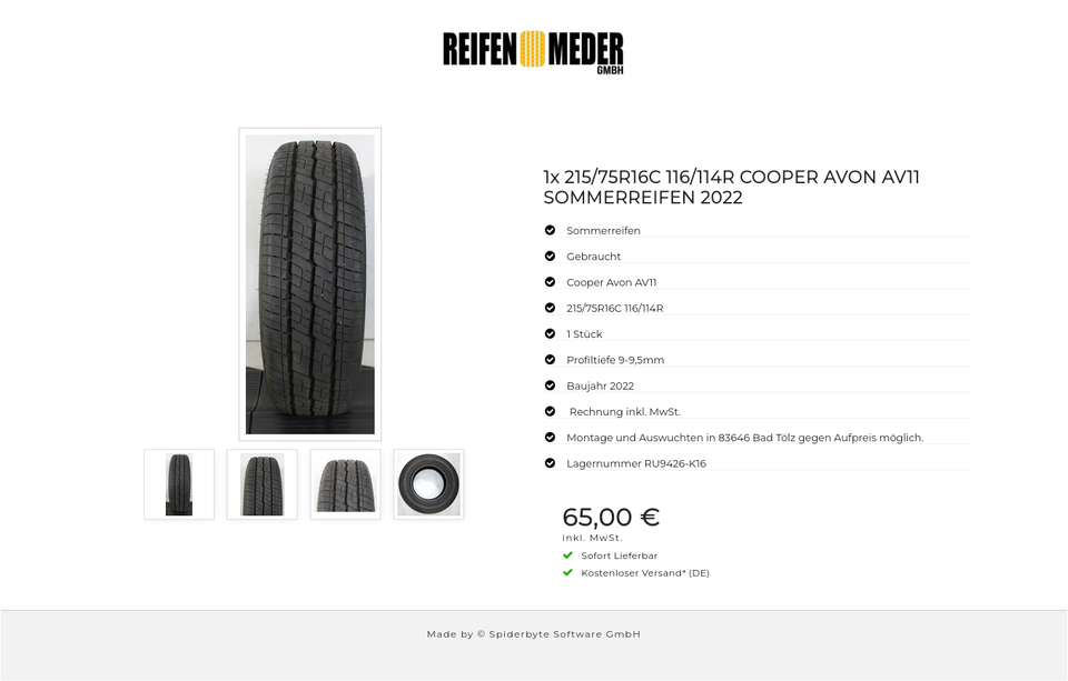 1x 215/75R16C 116/114R COOPER AVON AV11 SOMMERREIFEN 2022 #1MZW in Bad Tölz