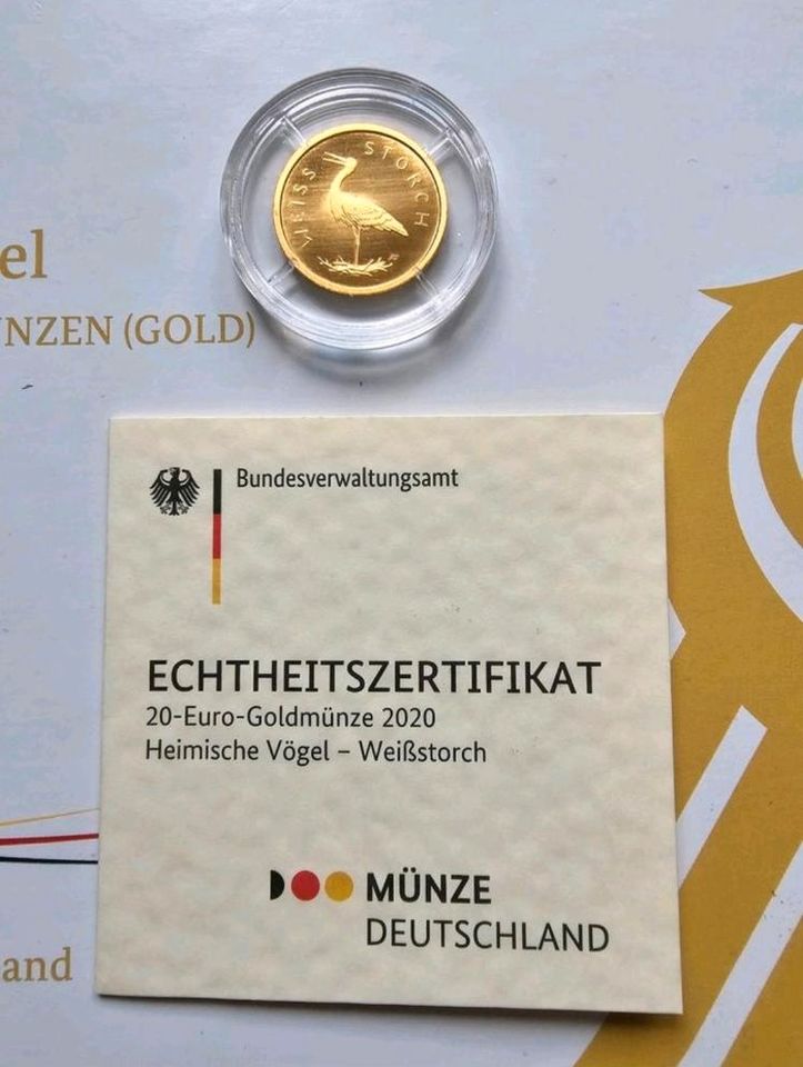 20 Euro Gold - 2020 - Heimische Vögel - Weißstorch F mit Box in Wermelskirchen