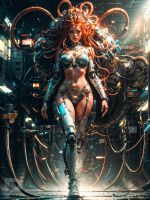 Ai Art KI Kunst Poster Bild Cyborg Action SCFI Woman Frau Sexy Kreis Pinneberg - Tornesch Vorschau