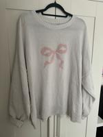 Hollister Oversized Strickpullover Weiß Schleife Rosa Thüringen - Erfurt Vorschau