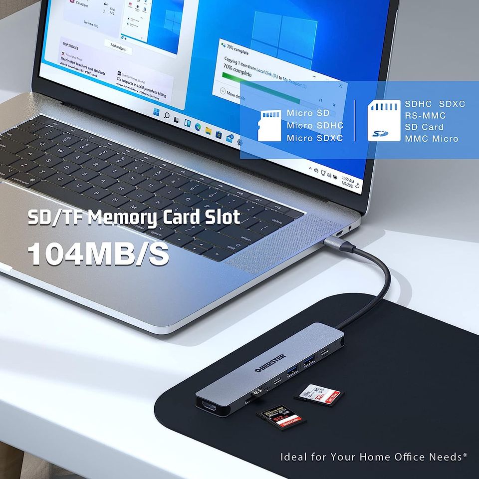 USB C 3.0 Hub Dual Monitor, 7 in 1 Multiport USB C Dock 4K HDMI in Ibbenbüren