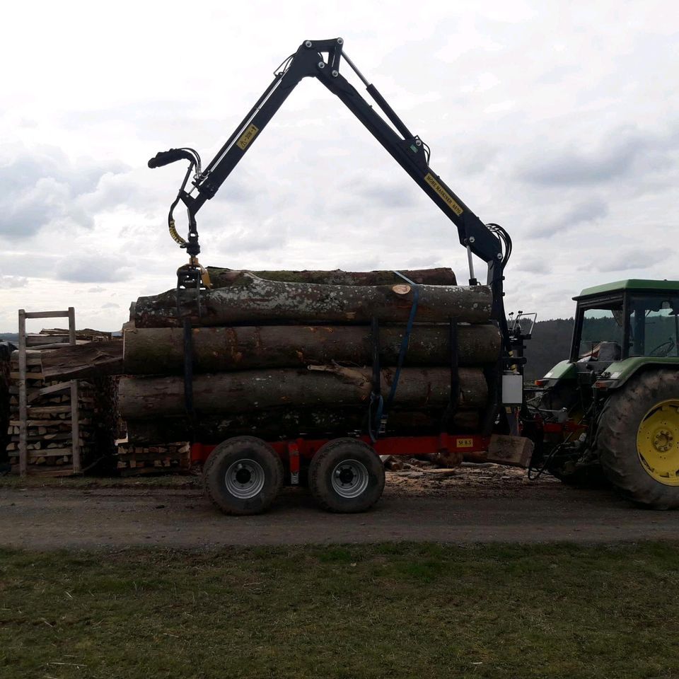 Möre Maskiner SF11 Rückewagen mit 6570 Kran, Holzwagen in Kaltenlengsfeld