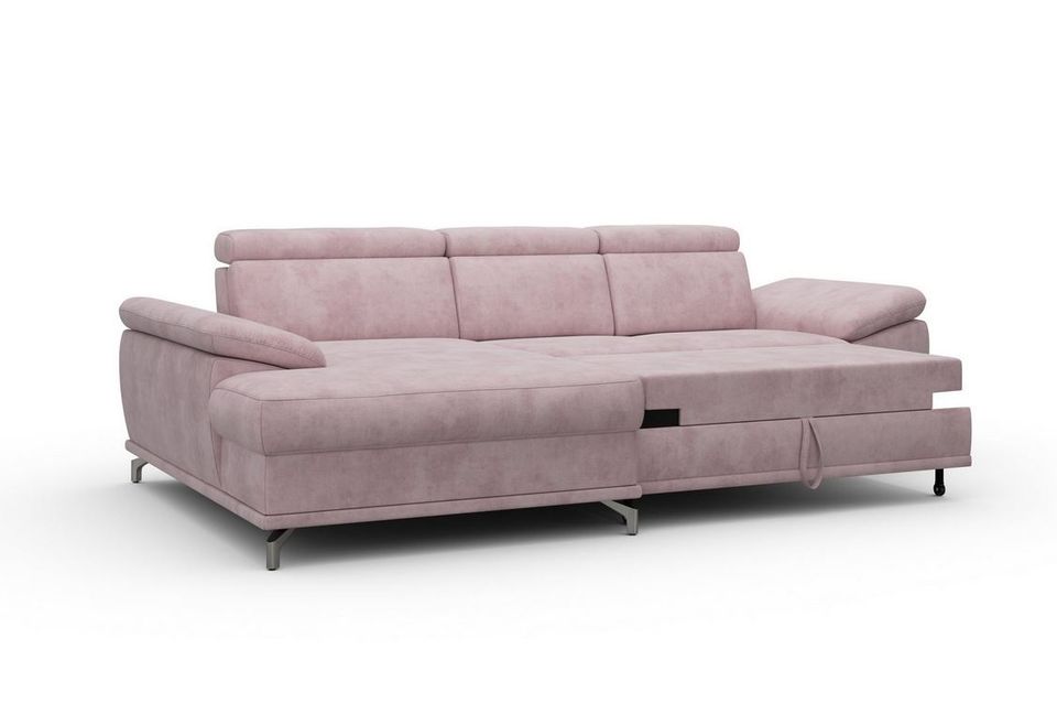 Ecksofa & Hocker 295cm Federkern Schlaffunktion Bettkasten Rose in Köln