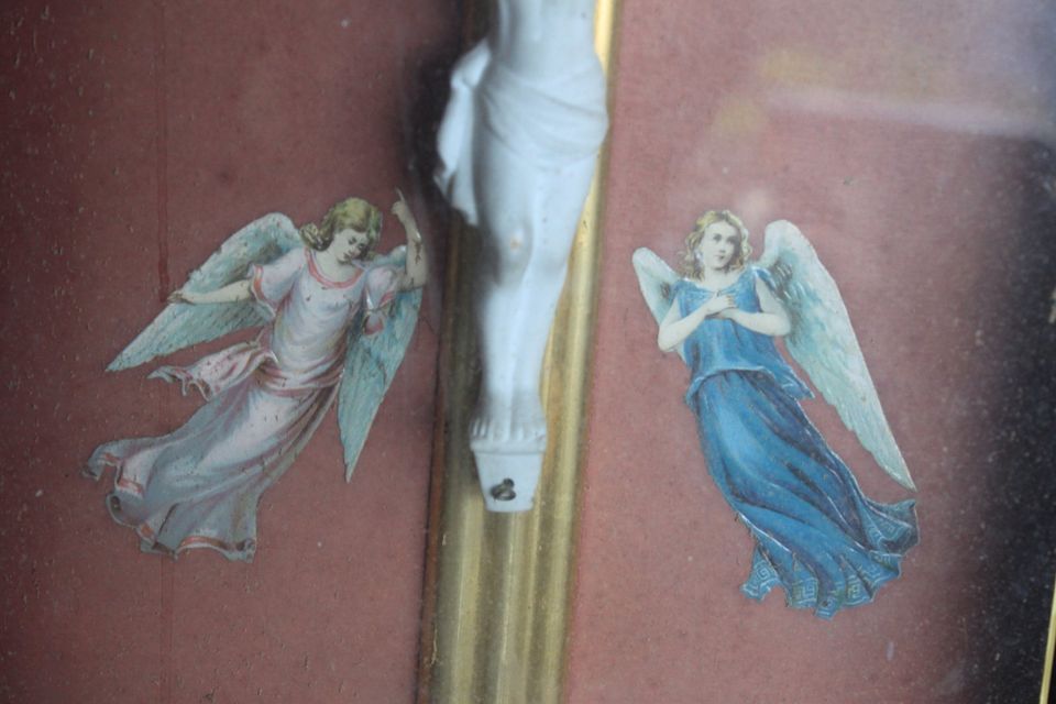 Bild-Altar uralt 19.Jhdt. Klosterarbeit Schrein Jesus 64x44 cm in Windeck