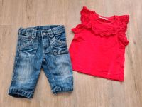 H&M Sommer Set 98/104 3/4 Caprihose Jeans Shirt Spitze rot üni Nordrhein-Westfalen - Bergisch Gladbach Vorschau