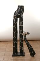 Riesige süße Giraffe XXL 153 cm Holzfigur 2-teilig schwarz afrika Bayern - Aschaffenburg Vorschau