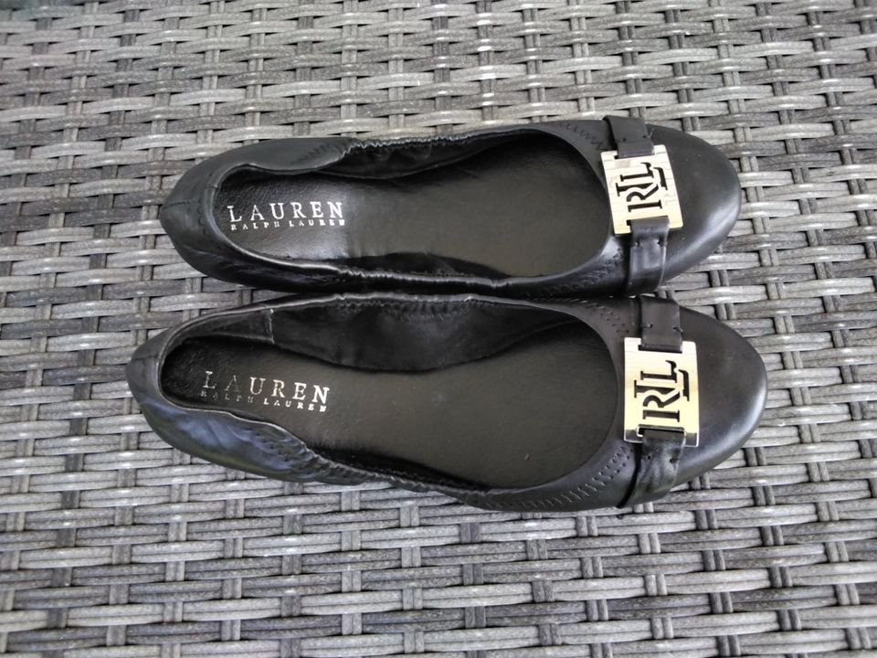 Ralph Lauren Ballerinas echt Leder schwarz Gr 7 B neuwertig in Damme