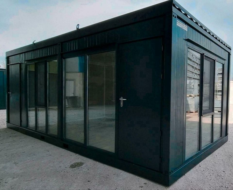 ✔️ LIEFERUNG INKLUSIVE ✔️ 7 x 3 x 2,7 Meter - Elegante Container zu erschwinglichen Preisen ✔️ Stilvolles Containermodul für Büro Messe Ausstellungsraum Verkaufsstand - Container mit großem Glasfront in Frankfurt am Main