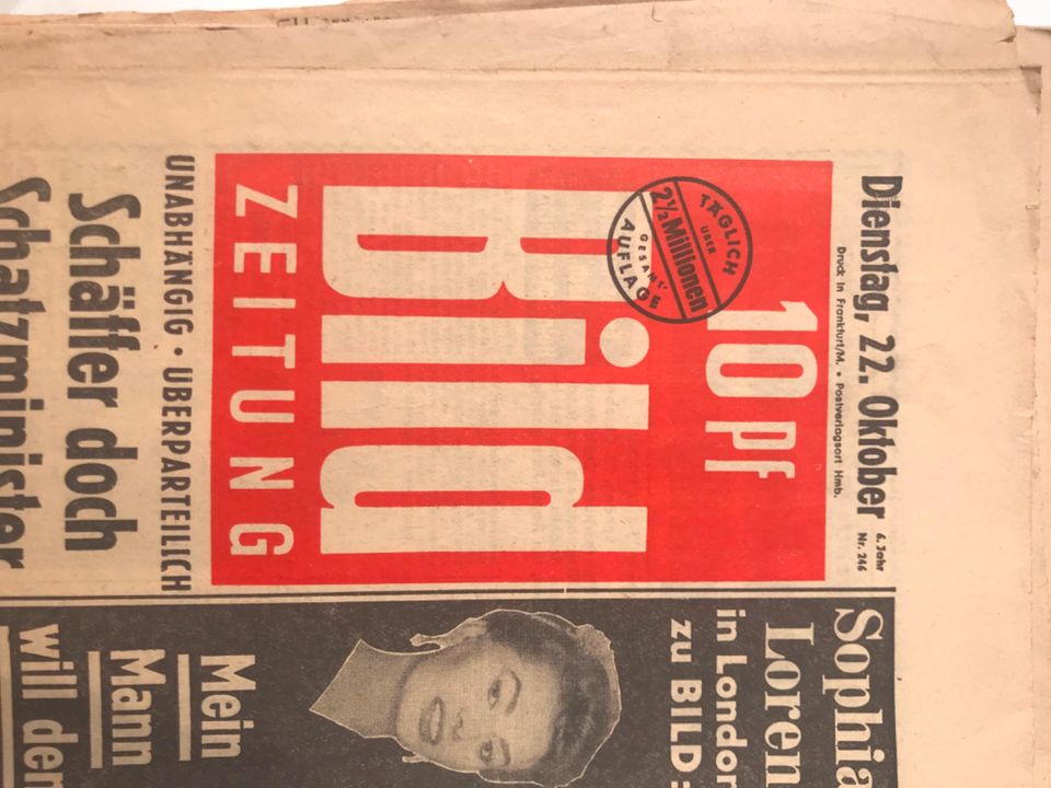 Alte Bildzeitungen 1957 und 1958 in Neuhofen