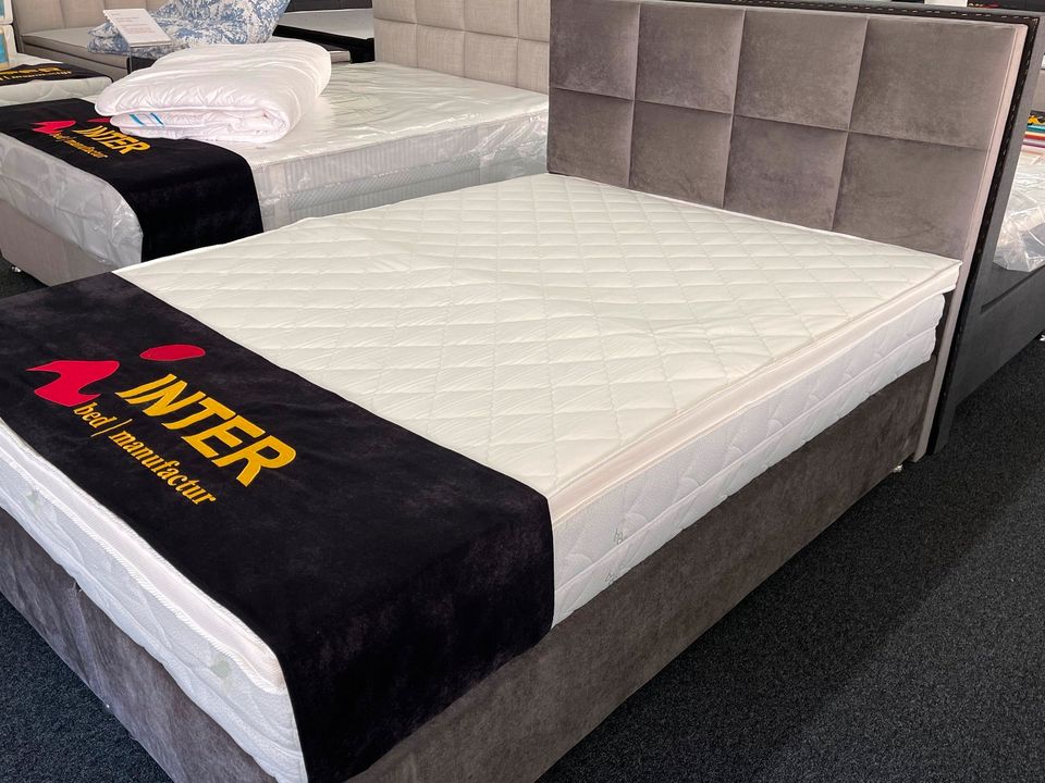 Boxspringbett Bett Design Luxus Hoch Hotelbett 140x200 Samt Grau in Bielefeld