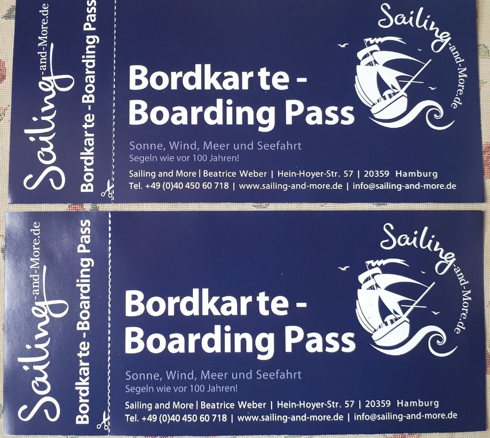 2 Bordkarten f.Segeltörn am 5.6.24  Bremerhaven Alex v. Humboldt in Nittendorf 
