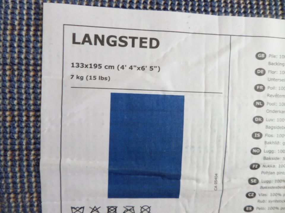 IKEA Teppich "Langsted" blau 133 x 195cm in Burgstädt