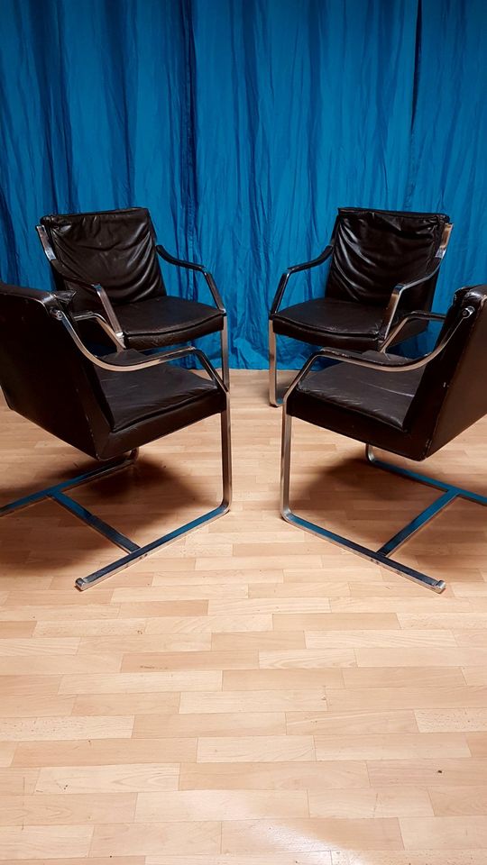 4x 70er KULT LOUNGECHAIR DESIGNSESSEL CHROM KNOLL ÄRA in Eppelborn