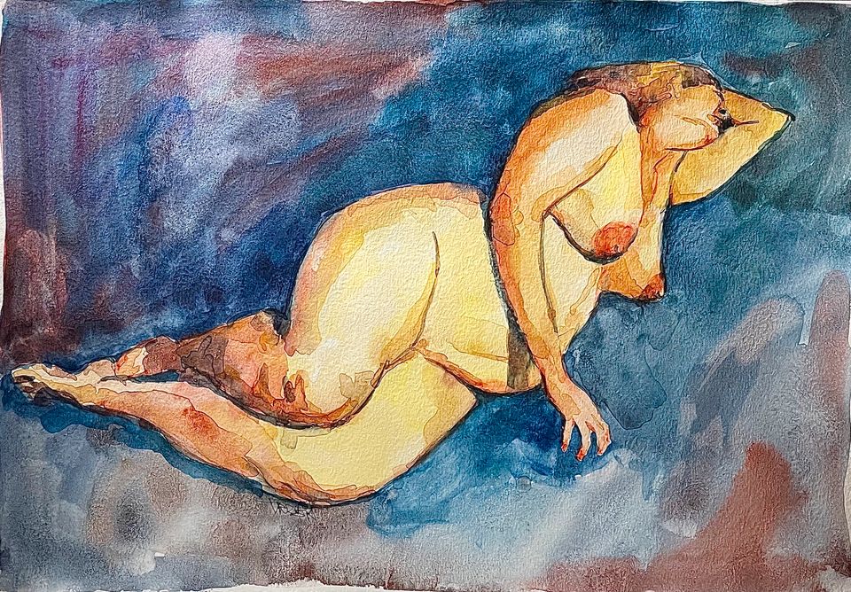 ORIGINAL UNIKAT Stillleben Nude Aquarell Gemälde in Berlin