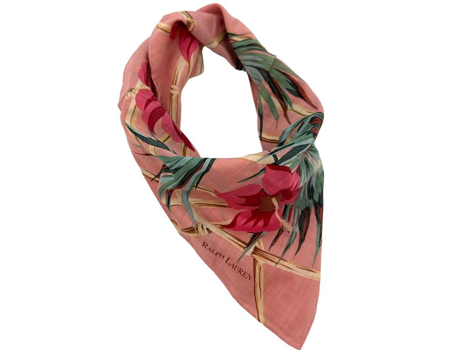 Ralph Lauren Bandana Tuch Damen Schal Baumwolle Altrosa Floral in Schleswig