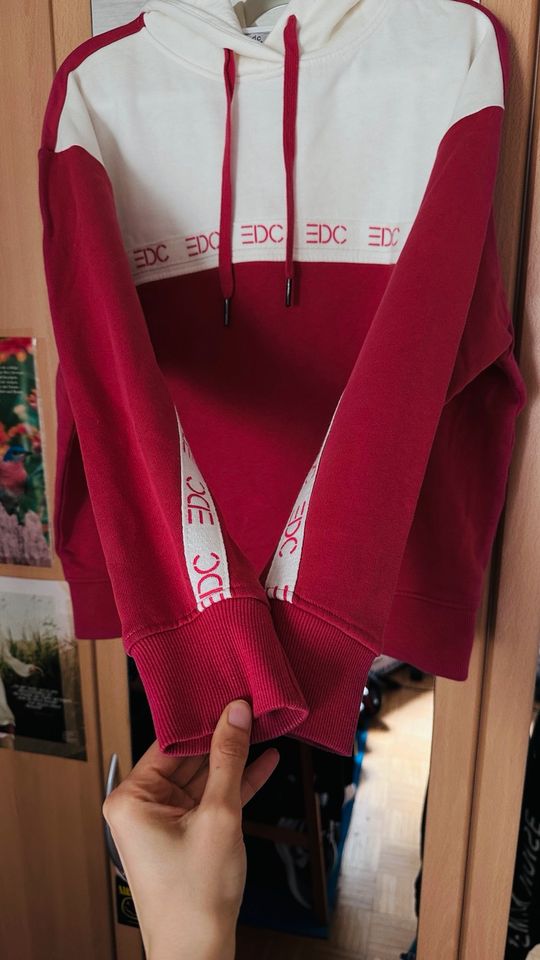 EDC Esprit Pullover Hoodie Rosa weiß Baumwolle in Bergisch Gladbach