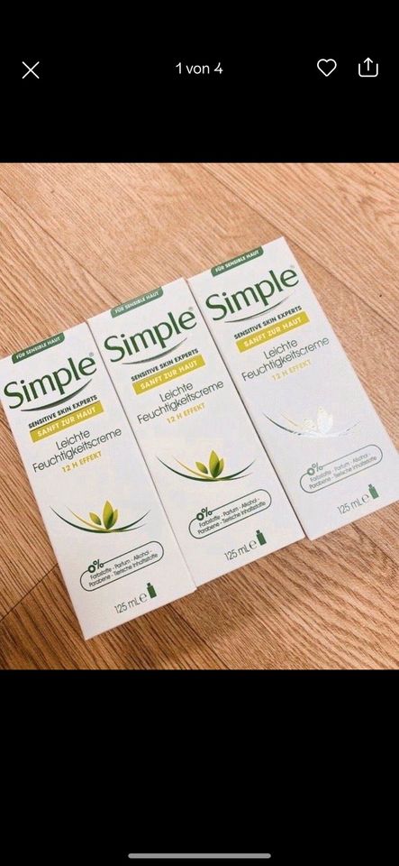 6 x simple leichte feuchtigkeitscreme je 125 ml Cremen in Lübeck