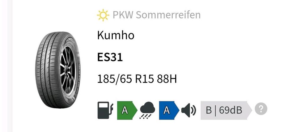 Kumho ES31 185/65 R15 88H in Mörfelden-Walldorf