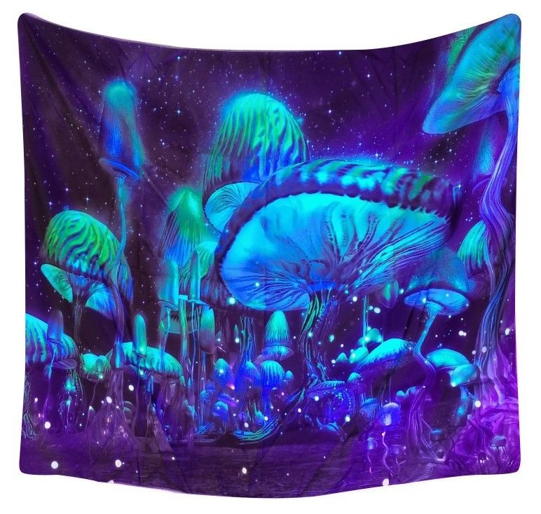 UV/Schwarzlicht Wandtuch "Alien Pilze" in 100x75cm || Wandteppich in Straubing