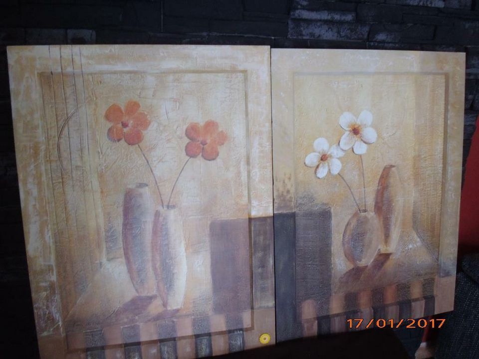 Gerahmtes Holzbild Blume 80 cm x 60 cm  kein Druck Vintage look in Jünkerath