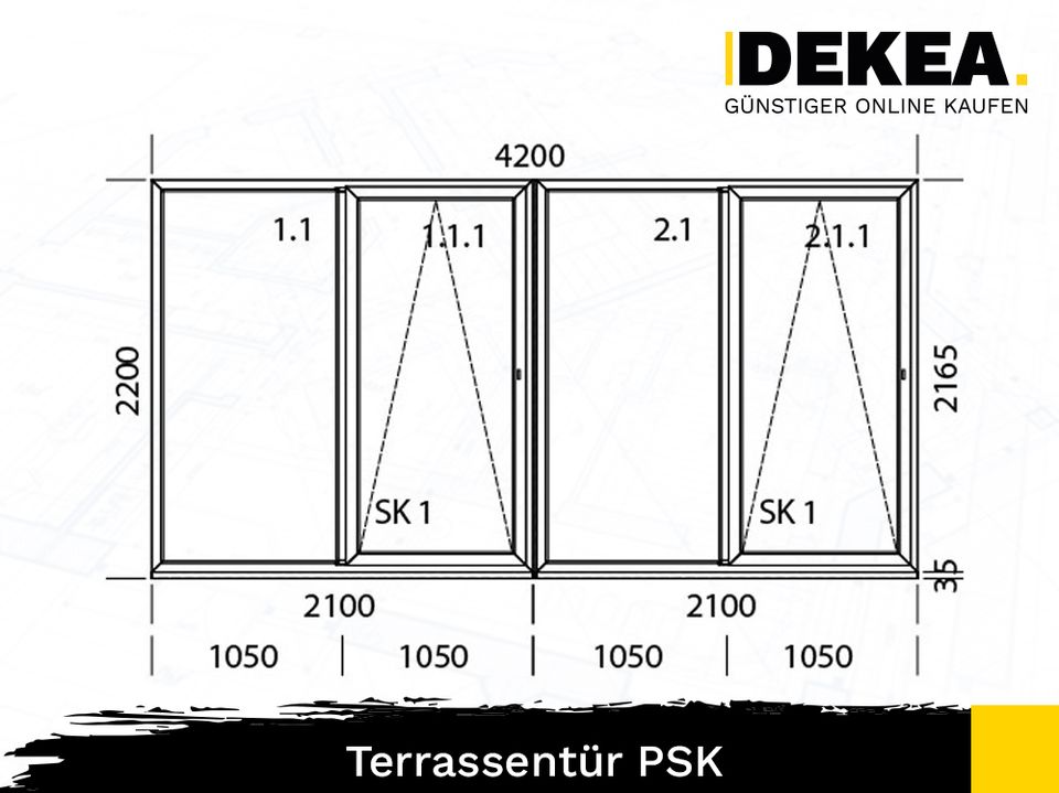 Terrassentür PSK nach Maß Balkontür Kunststofffenster Schaufenster 4200x2200 mm Fenster bis zum boden Schiebetür Kunststoff Tür Schiebefenster Schaufenster Kippfenster Flügelfenster Festverglasung in Dresden