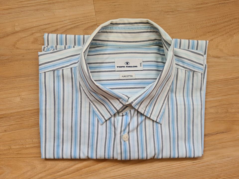 Tom Tailor, Herrenhemd, weiss/blau/gestreift, Gr. XXL  # sehr gut in Siegen