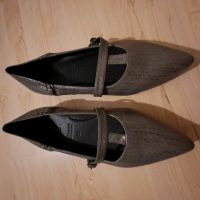 Ballerina Pumps Schuhe Leder grau silber Brandenburg - Schorfheide Vorschau