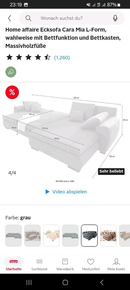 Ecksofa Cara Mia 3.25cm mit Bettfunktion und Bettkasten neu in Hannover