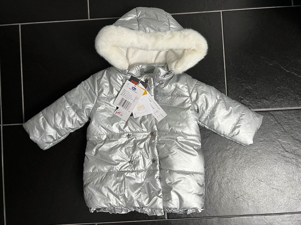 NEU, Kinder Baby Mädchen Winterjacke Jacke Silber Größe 74 in Bad Kreuznach