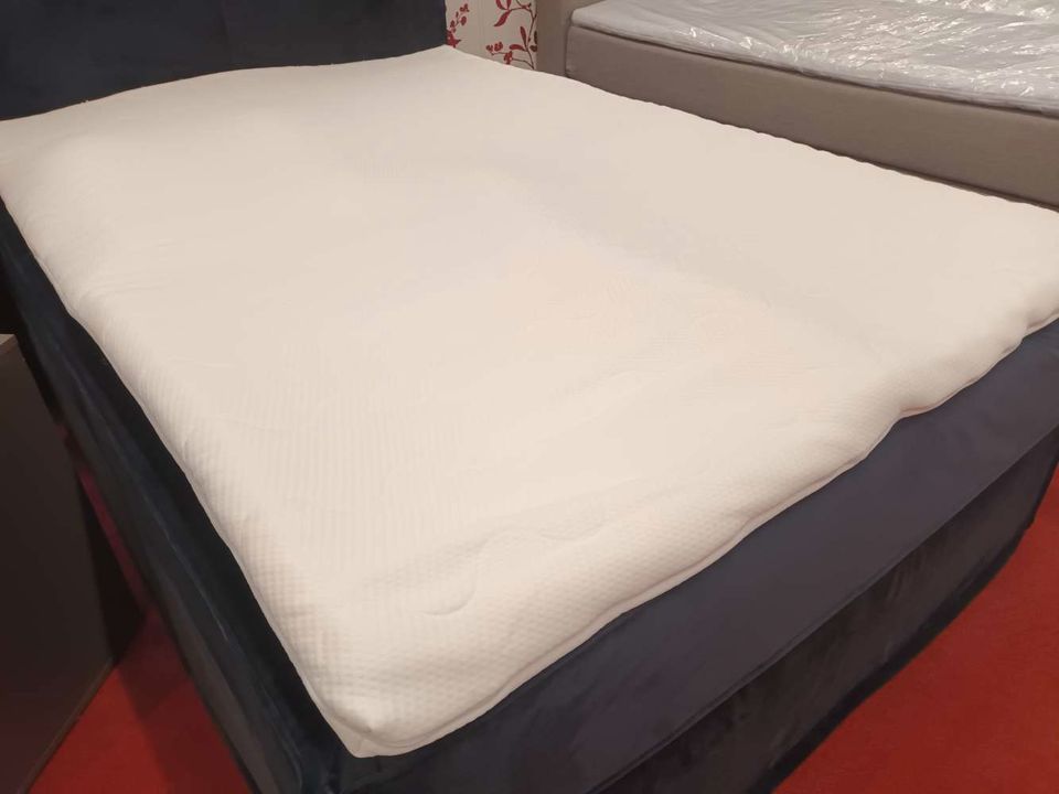 Boxspringbett, dunkelblau, Samt, 140x200cm, statt 1399€ in Meißen