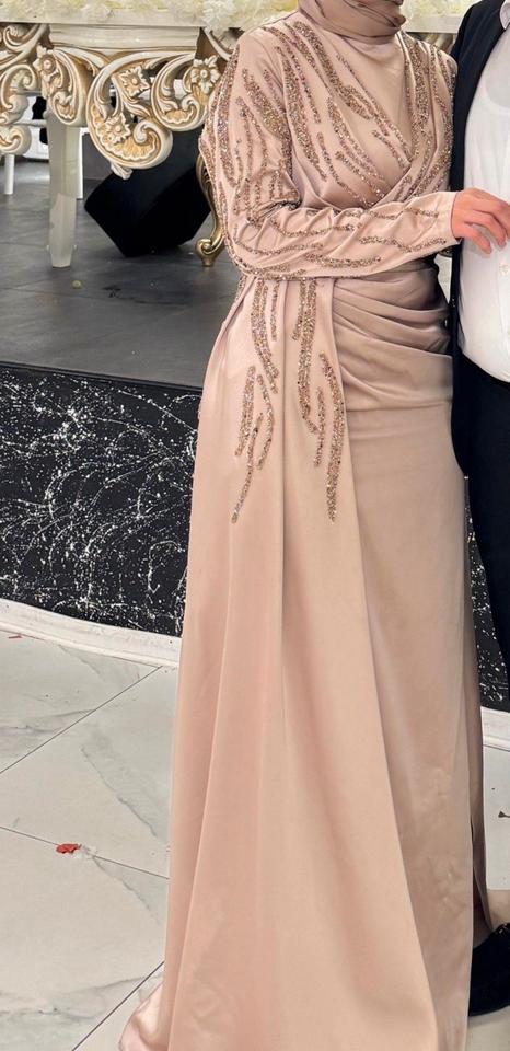 Abendkleid Seide Gr. 38/40 Beige Glitzer Verlobung Hochzeit in Bremen