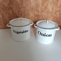 Vintage/ Landhaus Shabby Chic / Emaille Topf – Vegetables & Onion Nordrhein-Westfalen - Radevormwald Vorschau