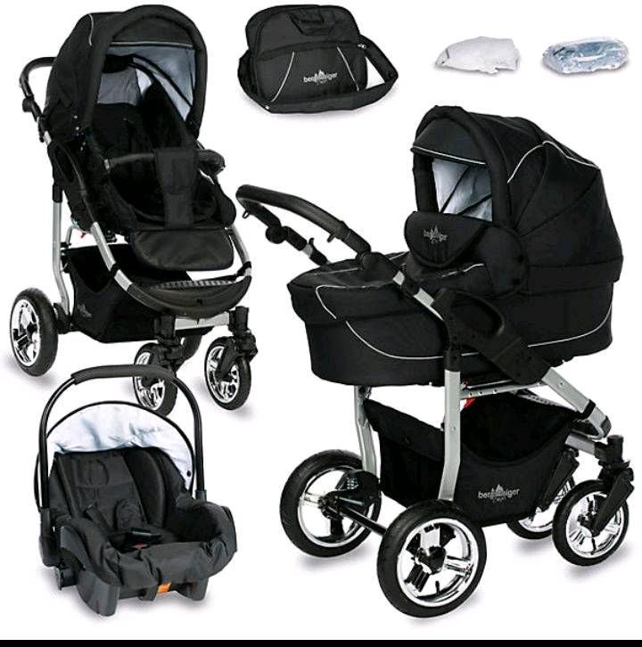 Teilw. NEU Kombikinderwagen Capri Trio-Set + Wickeltasche schwarz in OT Stettfeld