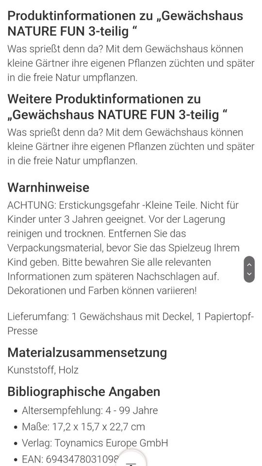 Gewächshaus Nature Fun in Heilbronn