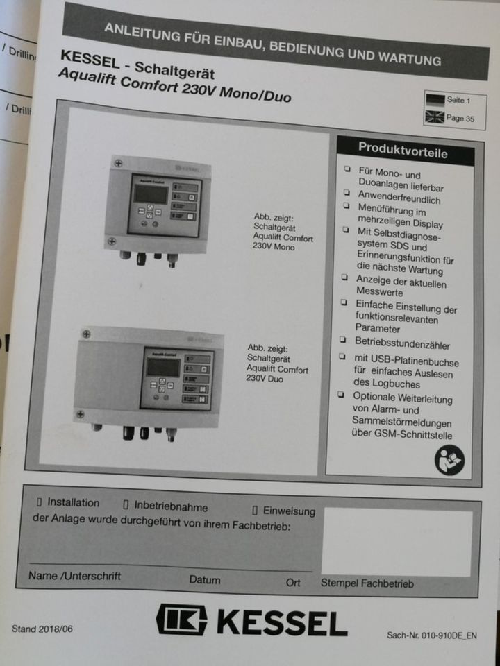 KESSEL Schaltgerät Aqualift Comfort Mono 230 V NEU in Bad Nauheim