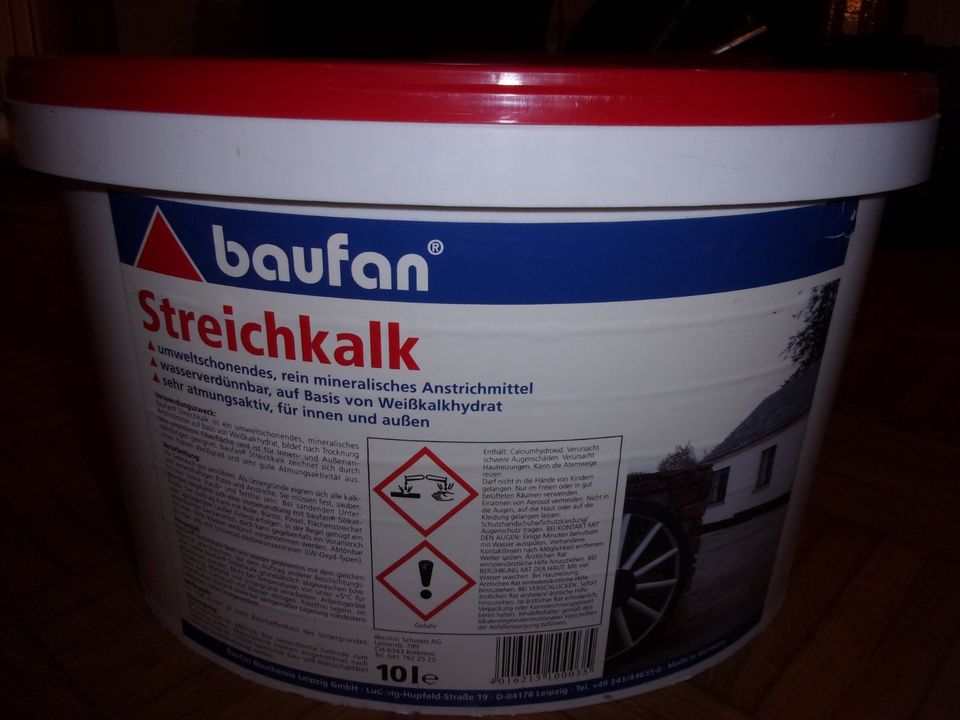 Streichkalk Baufan, 10 Liter NEU, Anstrich für Innen und Außen in Oldenburg in Holstein