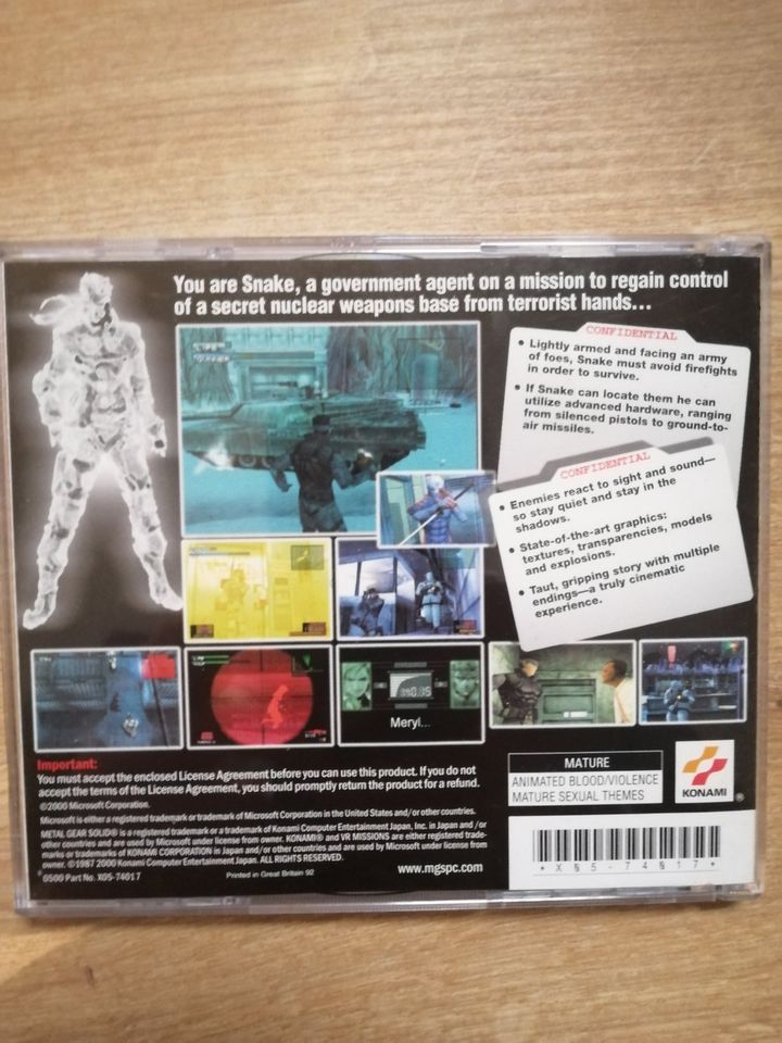 Metal Gear Solid 1 Jewelcase Englisch PC *Sammlerauflösung* in Bremen