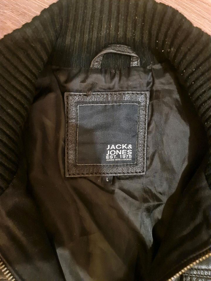 Lederjacke (echt leder) swarz Jack and Jones Herren in Bremen